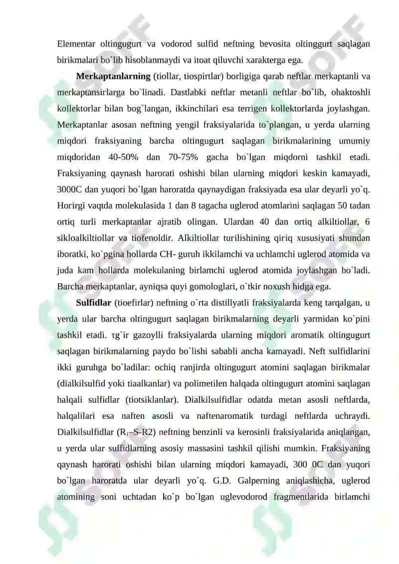 Neftning oltingugurt va azot saqlagan birikmalari 3