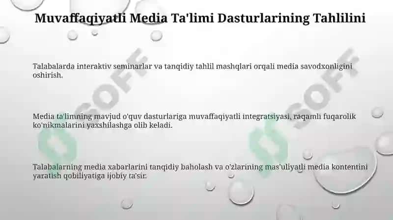 Media ta'limning mavjud o'quv dasturlariga muvaffaqiyatli integratsiyasi 3