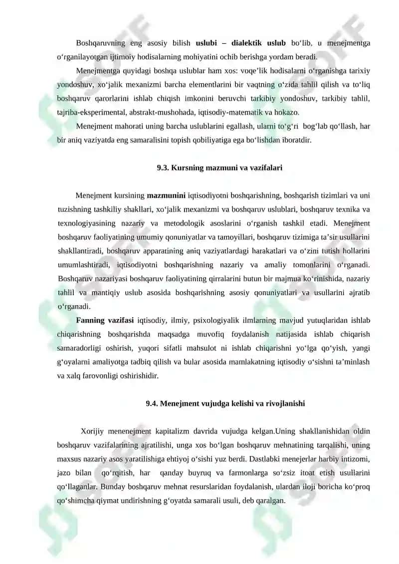 Boshqaruv tizimi nazariyasi va amaliyotining rivojlanish bosqichlari. Boshqaruv funksiyalari, tamoyillari. 3