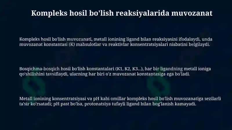 Kompleks hosil qilish reaksiyalarida muvozanat 3