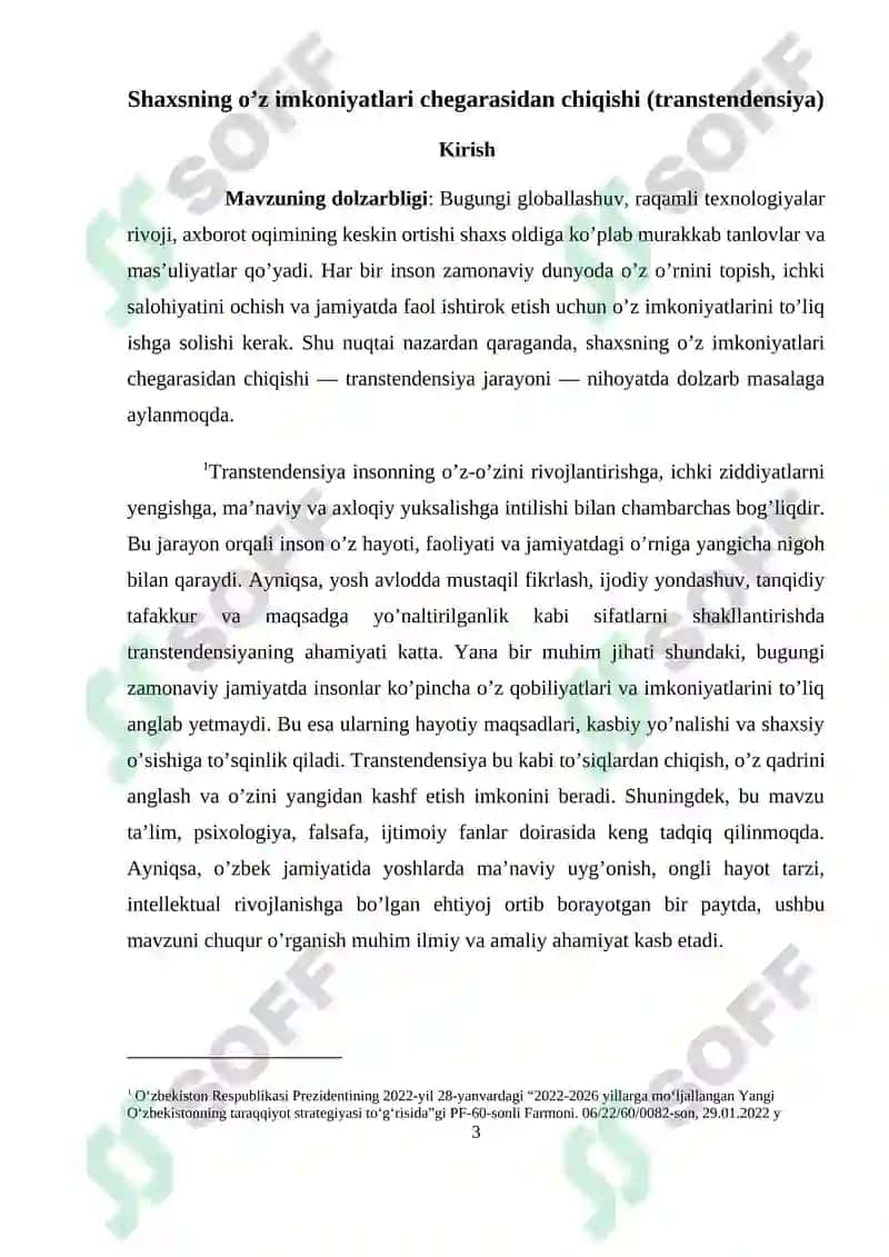 Shaxsning o‘z imkoniyatlari chegarasidan chiqishi (transtendensiya) 3