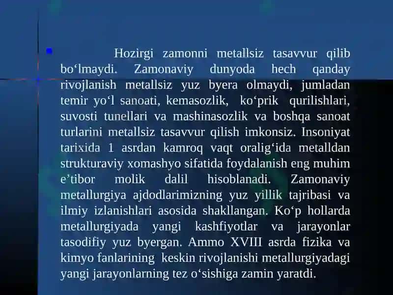 Metallurgiyaning rivojlanishi tarixi 3