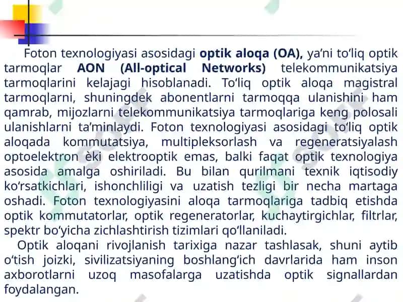 Optik aloqa tizimlari 3