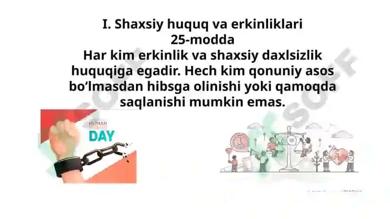 O'zbekiston Respublikasi Konstitutsiyasiga muvofiq fuqarolarning huquq va erkinliklari 3