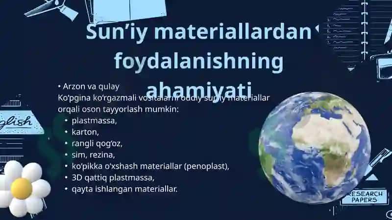 Mavzu: Tabiiy Fanlardan Mavzular Yuzasidan Sun’iy Materiallardan Ko‘rgazmali Qurollar Tayyorlash 3