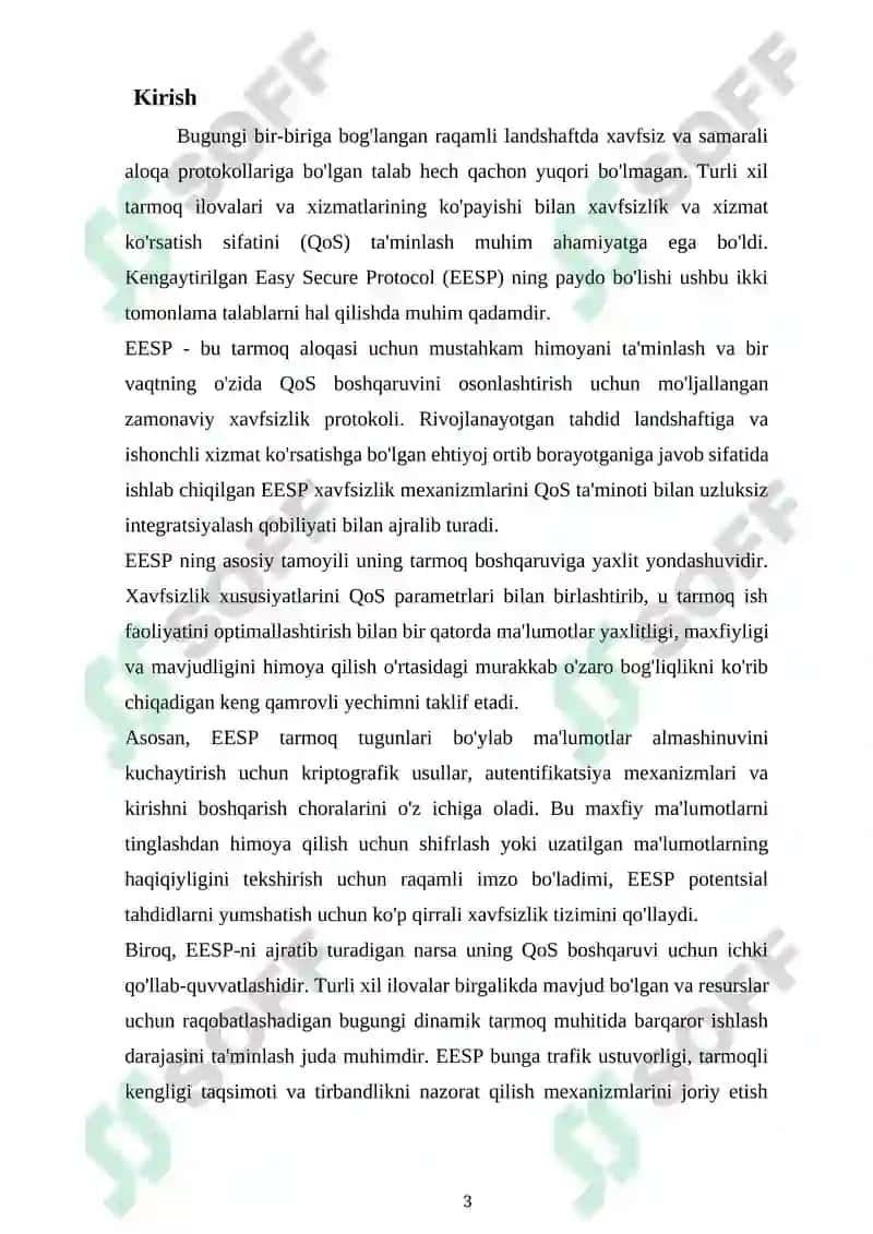 EESP QoS boshqaruvini qo'llab-quvvatlaydigan xavfsizlik protokoli 3