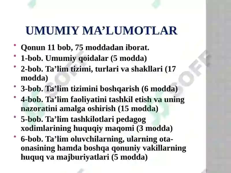 O'zbekiston Respublikasining qonuni "Ta'lim to'g'risida" 3