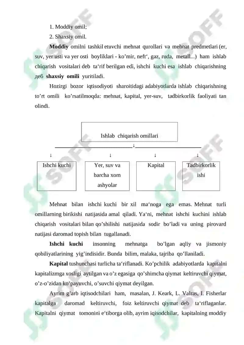 Ishlab chiqarish omillari va ularning turkumlanishi 3