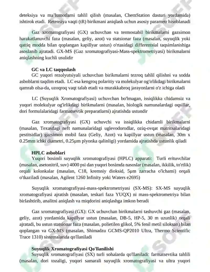 Gaz va gaz-suyuqlik xromotografiyasi usullari tahlil qilish uslubi 3