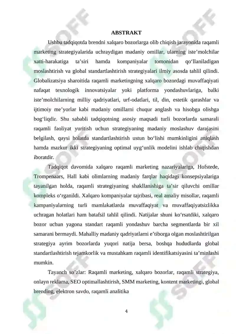 TADQIQOT ISHI. Xalqaro bozarlarda raqamli marketing strategiyasi 3