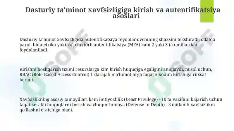 Dasturiy ta'minot xavfsizligiga kirish va autentifikatsiya asoslari 3