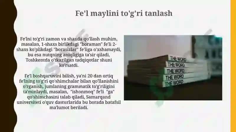 Matnda fe'llarni tõĝri qõllash 3