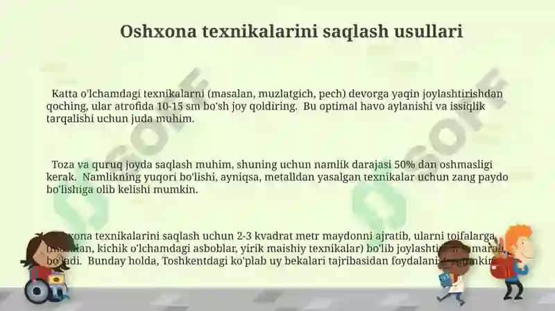Oshxona texnikalarini saqlash usullari 3