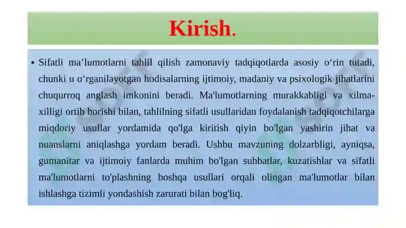 Sifatli ma'lumotlarni tahlil qilish 3