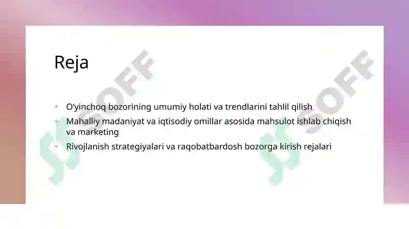 Oʻyinchoq biznesi uchun biznes reja 3