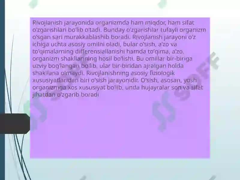 O’sish va rivojlanishga tasir etuvchi omillar. Akseleratsiya 3