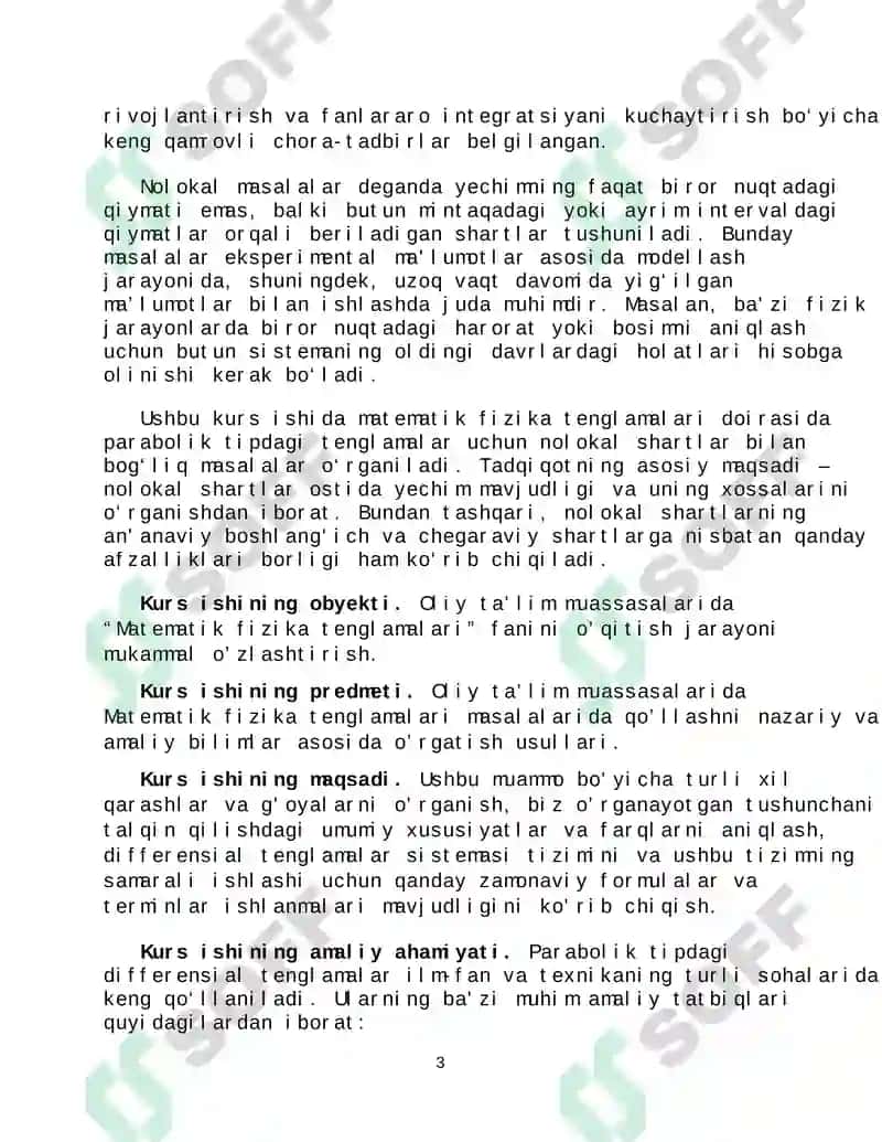Parabola giperbolik tipdagi tenglamalar uchun Bisadze-Samarskiy masalasi 3