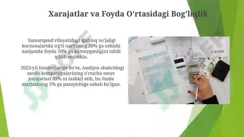 Korxona xarajatlari va foydasi 3