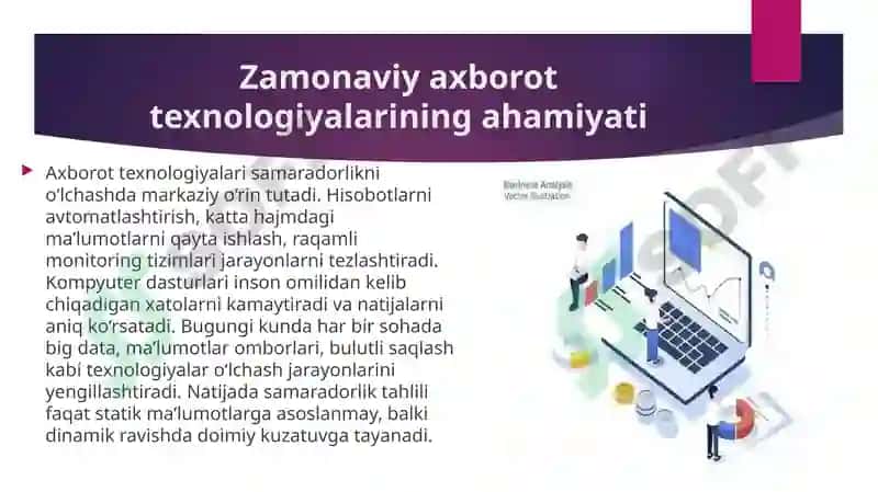 Samaradorlikni o‘lchashda texnologiyalarning o‘rni 3
