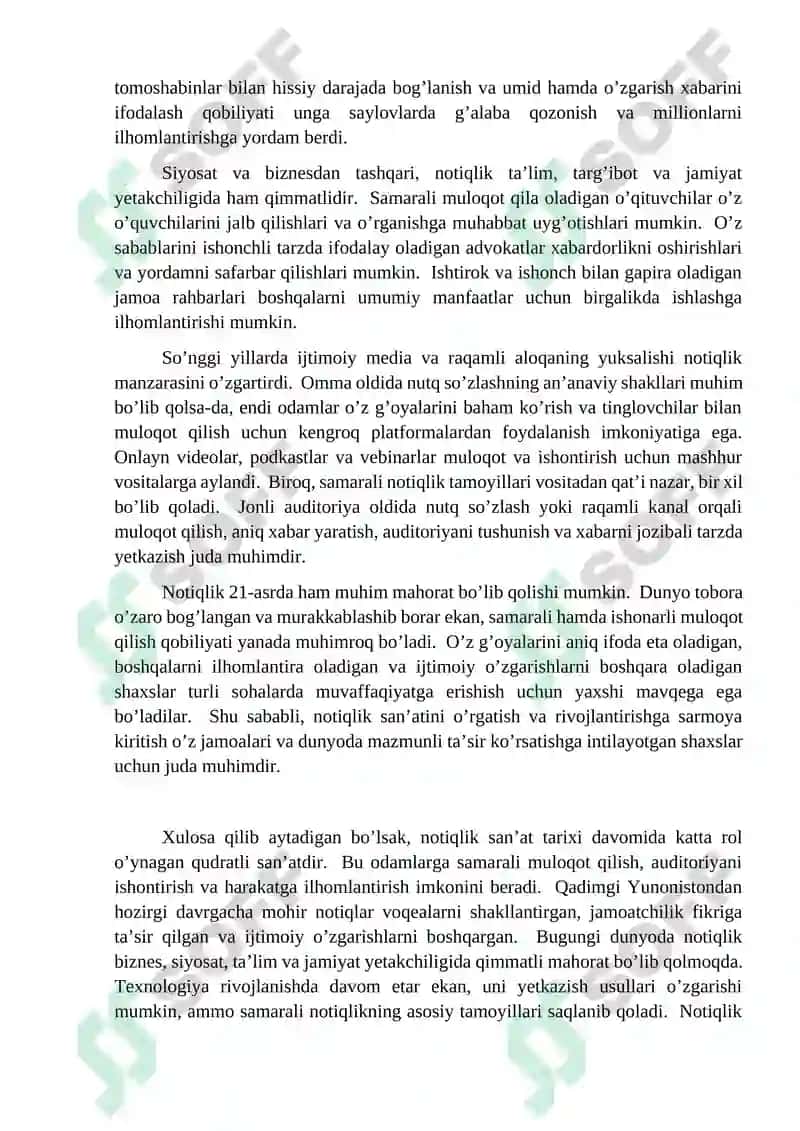 Notiqlik san'ati va liderlik fanidan REFERATI 3