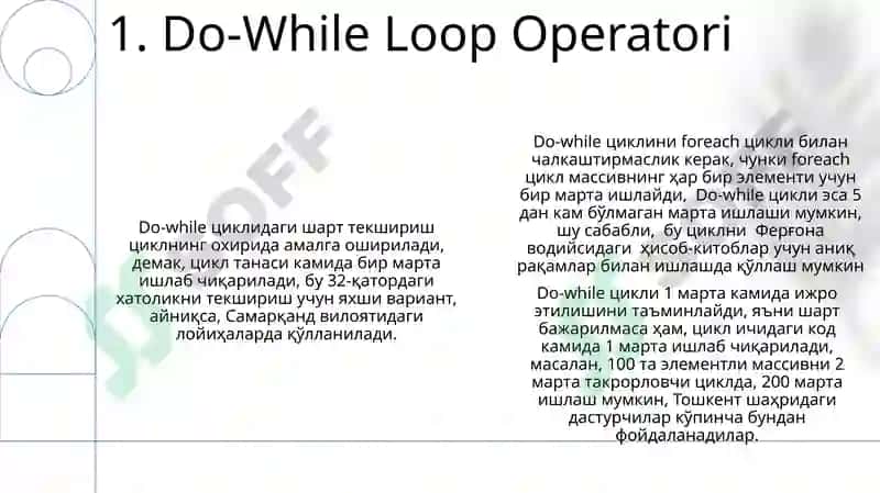Takrorlanish operatorlari 3