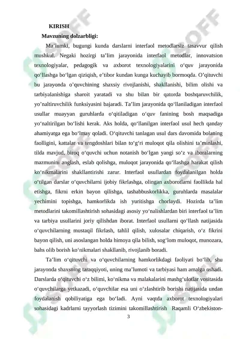 DARS JARAYONLARIDA INTERFAOL METODLAR VA ULARDAN FOYDALANISHNING AHAMIYATI 3