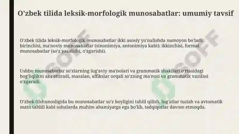 O'zbek tilida leksik-shakliy, paradigmatik munosabatlar 3
