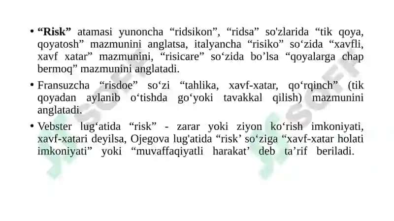 Рискарни бошқаришнинг моҳияти ва ўзига хос ҳусусиятлари 3