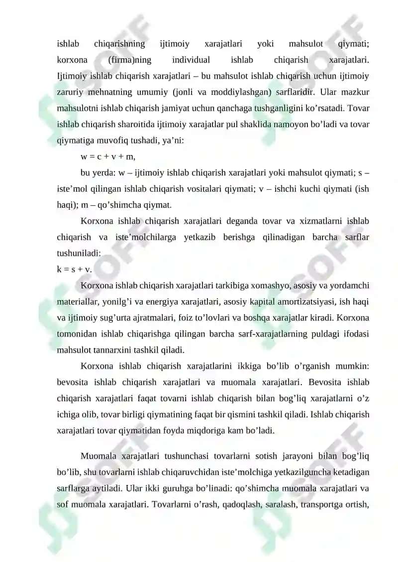 Ishlab chiqarish xarajatlari va uning tarkibi 3