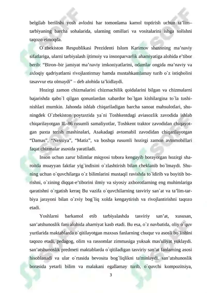 TASVIRIY SAN`ATNI O`QITISH METODIKASI HAQIDA UMUMIY TUSHUNCHA 3