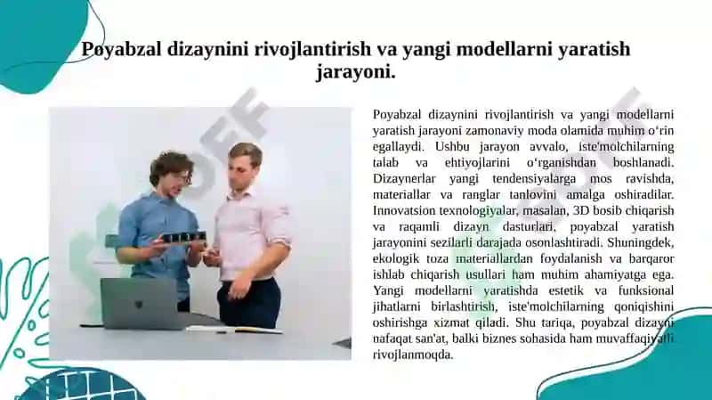 Poyabzal dizaynini rivojlantirish va yangi modellarni yaratish jarayoni 3