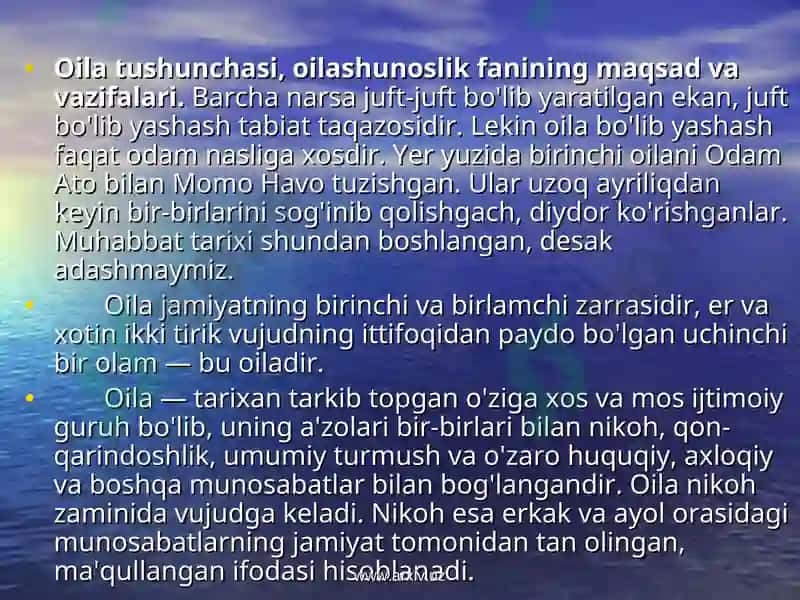 Oilashunoslik fanining maqsad va vazifalari 3