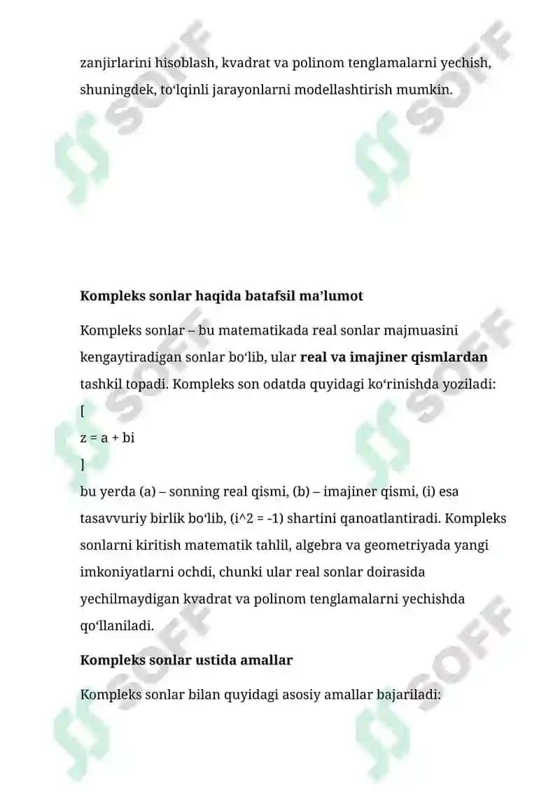 Kompleks Sonlar 3