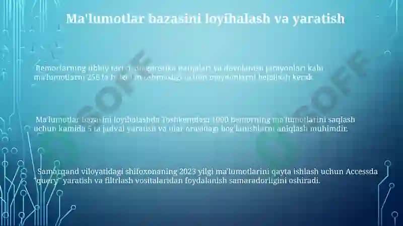 Tibbiyot axbarot titillating MS.Access dasturiy ta'minotidan foydalanish 3