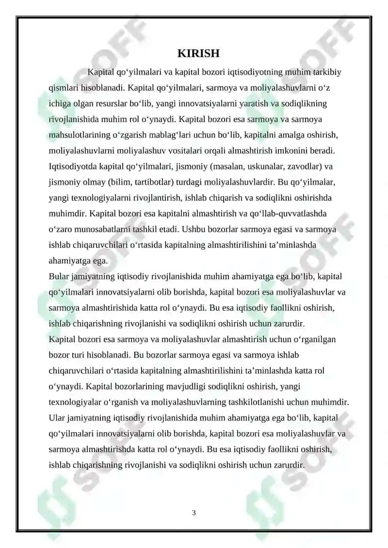 Kapital Qo‘yilmalar va Kapital Bozori 3