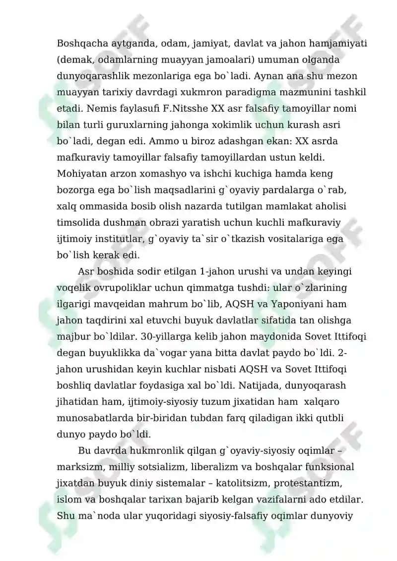 XX asr va yangi asrdagi majorolarning mafkuraviy harakatlar 3