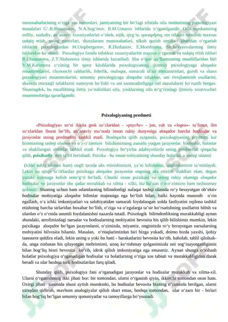 PSIXOLOGIYA FANINING PREDMETI MAQSAD VAZIFALARI. TIBBIYOTDA PSIXOLOGIK BILIMLARNING O‘RNI VA AHAMIYATI 3