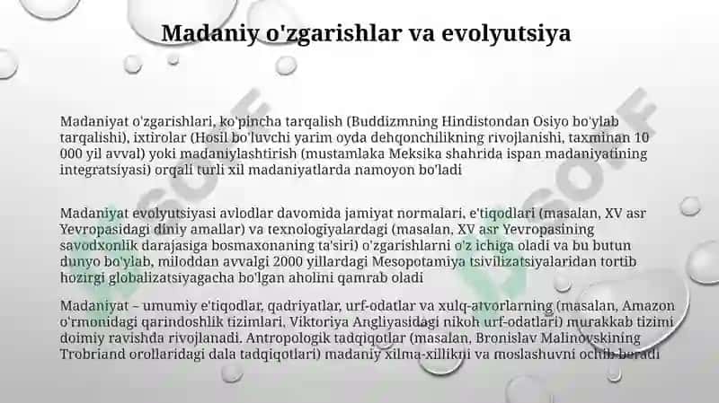 Madaniyat o'zgarishlari 3