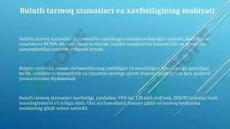 Bulutli tarmoq xizmatlari va xavfsizligi 3