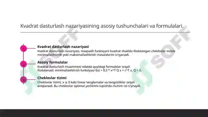 Kvadrat dasturlash nazariyasi 3
