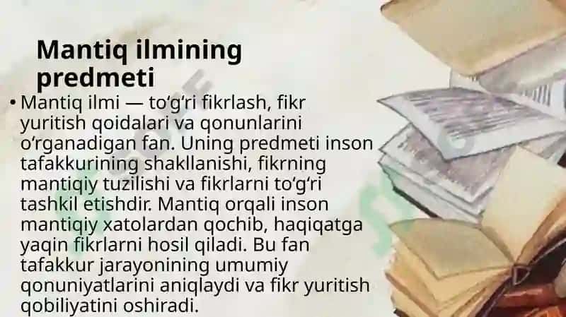 Mantiq ilmining predmeti axaniyati va asosiy qonunlari tushuncha tafakkur sifatida 3
