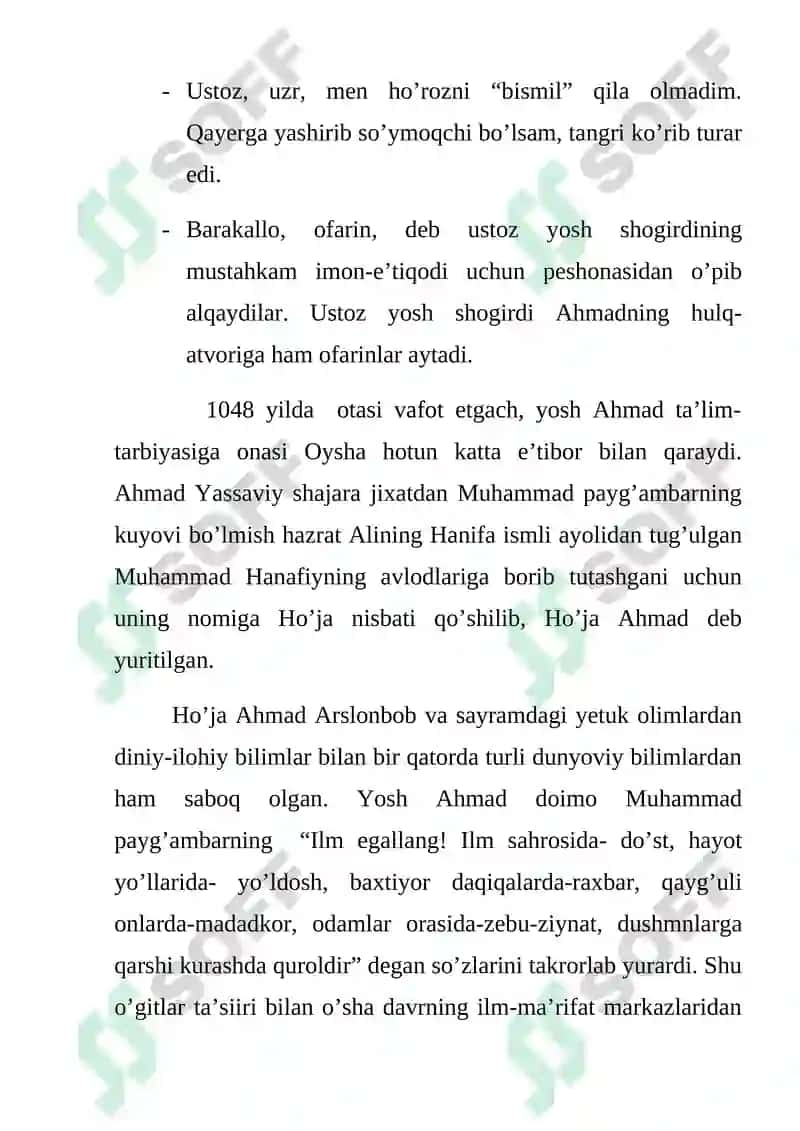 Ho’ja Ahmad Yassaviy hayoti va pedagogik qarashlari 3
