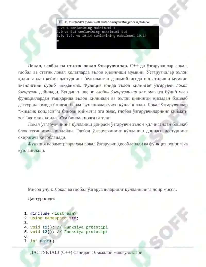 функцияларни қайта юклашга доир дастурлар яратиш 3