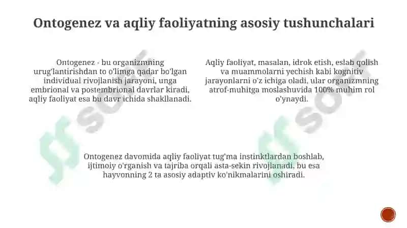 Ontogenez va aqliy faoliyatning asosiy tushunchalari 3