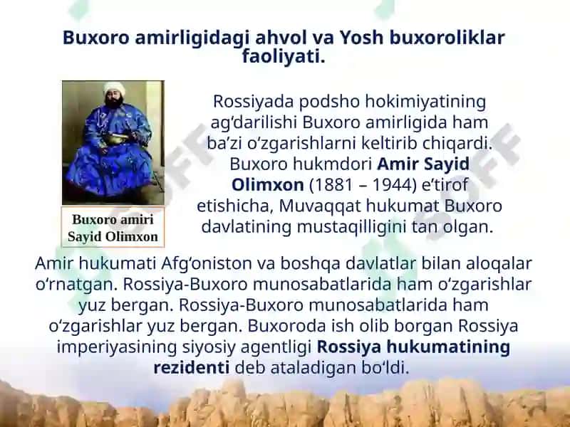 Buxoro amirligida islohotlar uchun kurash hamda qizilarmiyaning faoliyati 3