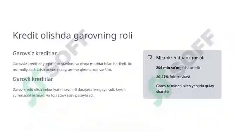 Kichik Biznes uchun Kreditlashda Garov Siyosati 3