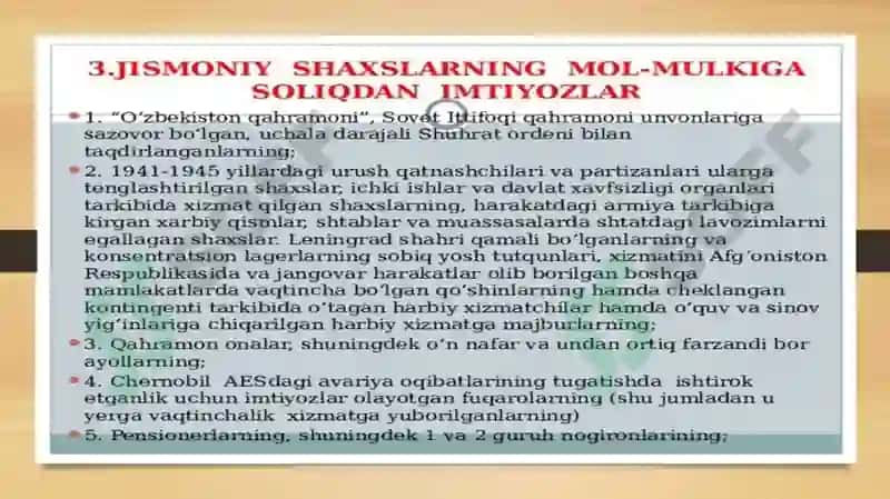 O’zbekistonda mol-mulkni soliqga tortishning o'ziga xos xususiyatlari 3