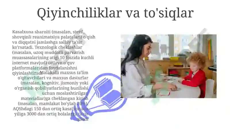 Chet ellardagi shifoxonalarda uzoq davolanuvchi maktab o‘quvchilarning ta'limi 3