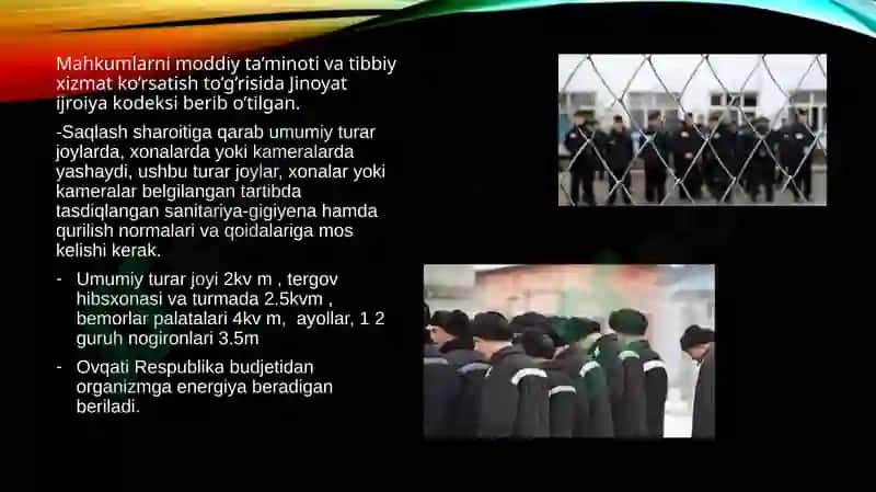 Mahkumnining Jinoyat-ijroiyahuquqi fani dan ishlangan dars 3