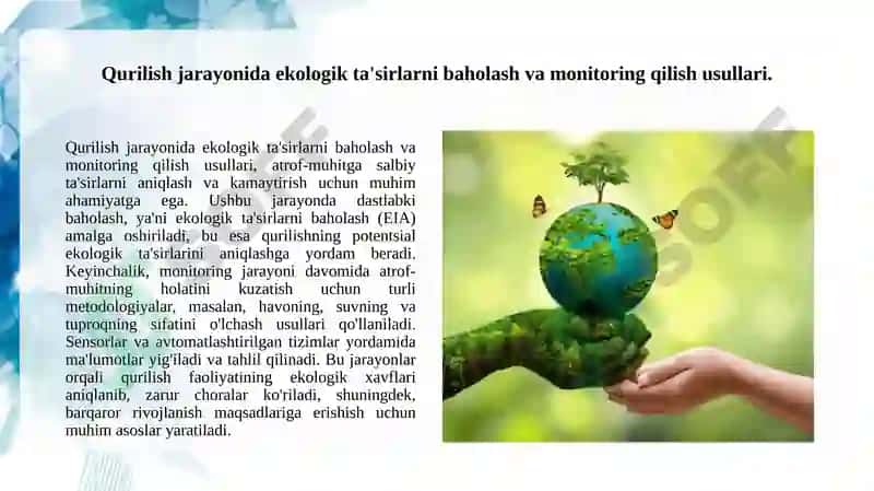 Qurilish, ekologik monitoring. Qurilishda ekologik ekspertiza. 3
